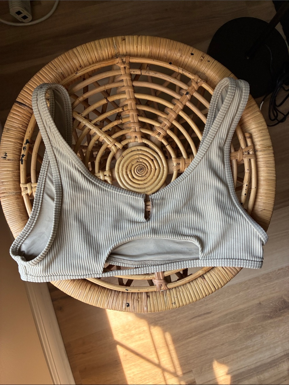Frankie’s Bikinis Cole Ribbed Scoop Bikini Top- Tan